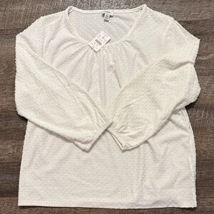 NWT J. Crew White Swiss Dot Long Sleeve Peasant Blouse